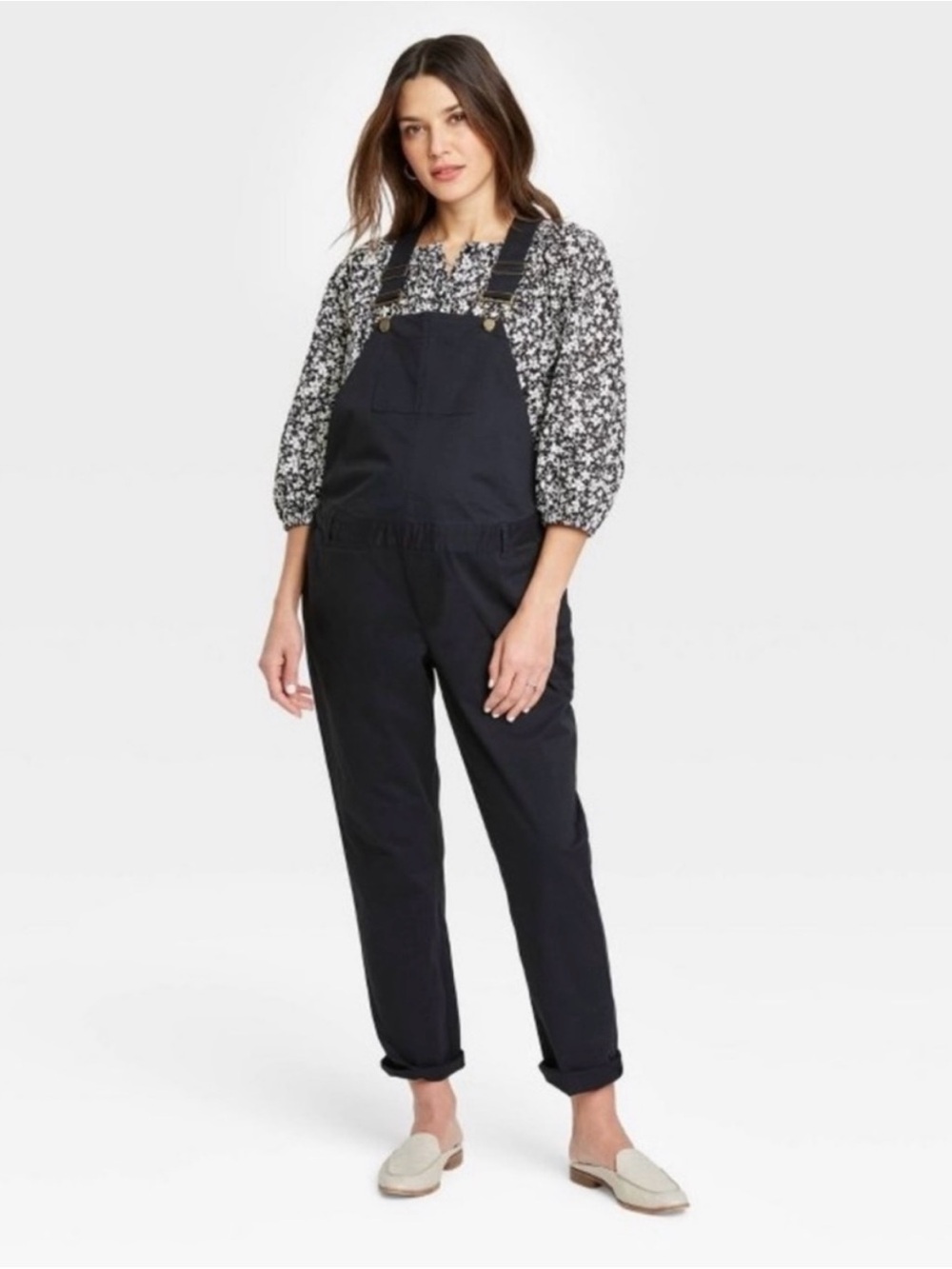 The Nines by Hatch Women’s Black Maternity Overalls sz 6